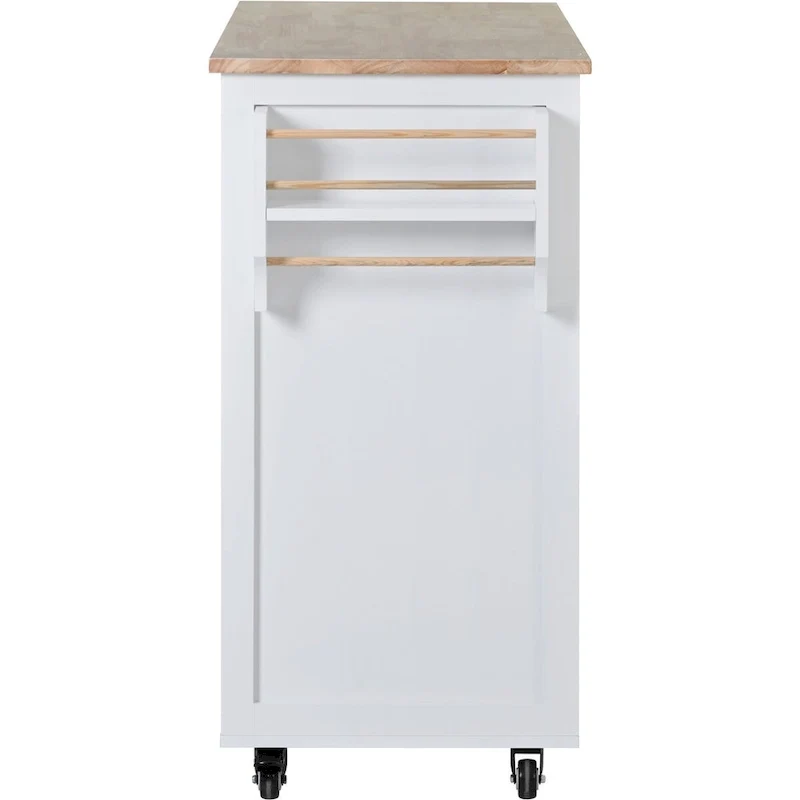 Rubberwood Kitchen Cart with Drop Leaf, Internal Storage Rack, Tableware organizer, and 8 drawers