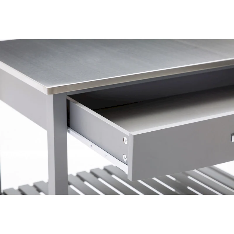 Holland Kitchen Cart With Stainless Steel Top