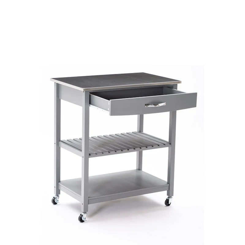 Holland Kitchen Cart With Stainless Steel Top
