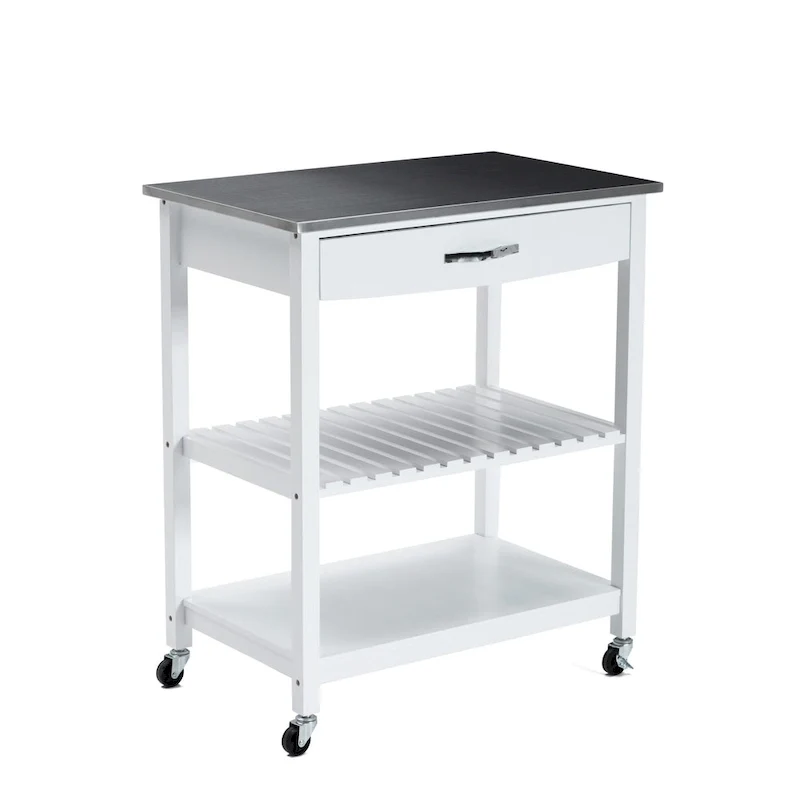 Holland Kitchen Cart With Stainless Steel Top