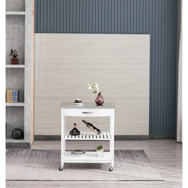 Holland Kitchen Cart With Stainless Steel Top