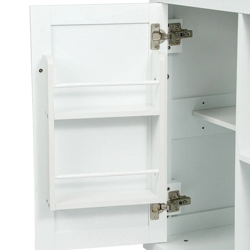 Kitchen Island on 5 Wheels with Storage Cabinet and 3 Drawers