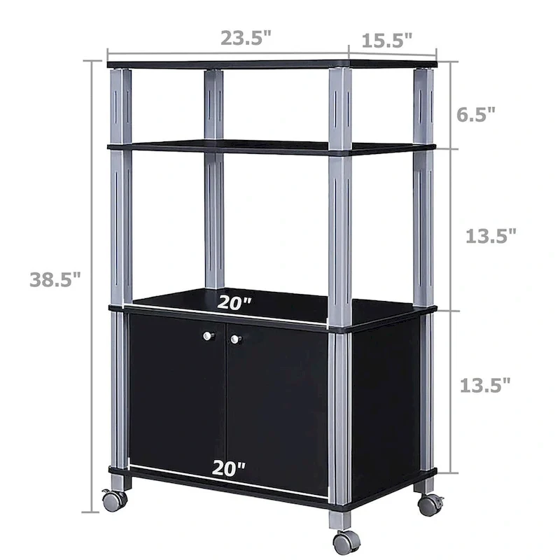 Rolling Kitchen Baker Rack Microwave Oven Stand Utility Shelf w Wheels