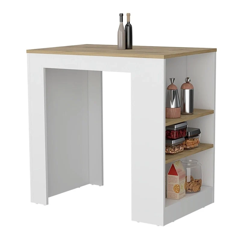 Kitchen Island with 3-Side Shelves for Dining Room.