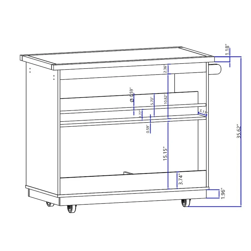 Rolling Kitchen Island Kitchen island Cart Spice Rack Kitchen Cart - 46.00L * 21.70W * 35.62H