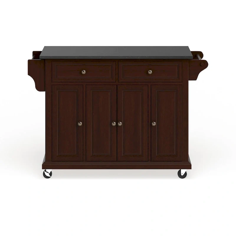 Crosley Full Size Solid Black Granite Top Kitchen Cart - 18d x 51.5w x 36h