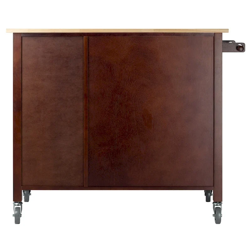 Mabel Utility Kitchen Cart, Walnut and Natural - 42.72 x 18.9 x 35.43 inches