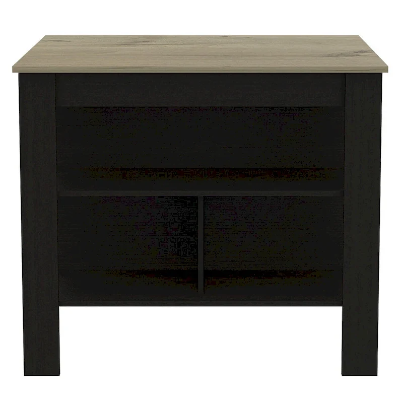 Modern Black Wengue and Light Oak Kitchen Island - 40.5x27.5x35.4