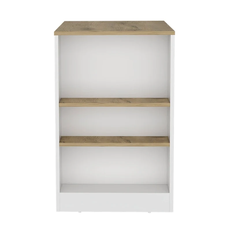 TUHOME Portree Kitchen Island with 3 Side Shelves