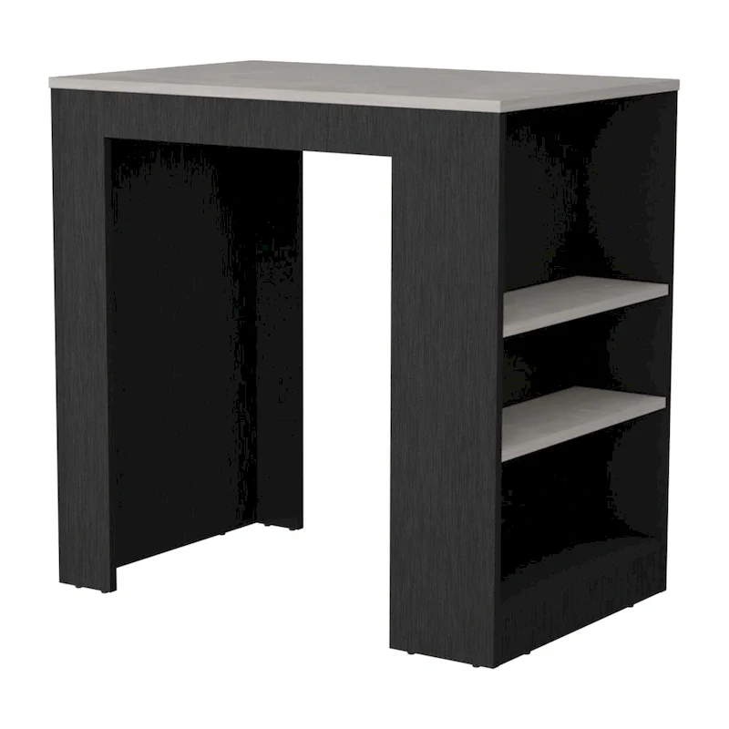 TUHOME Portree Kitchen Island with 3 Side Shelves