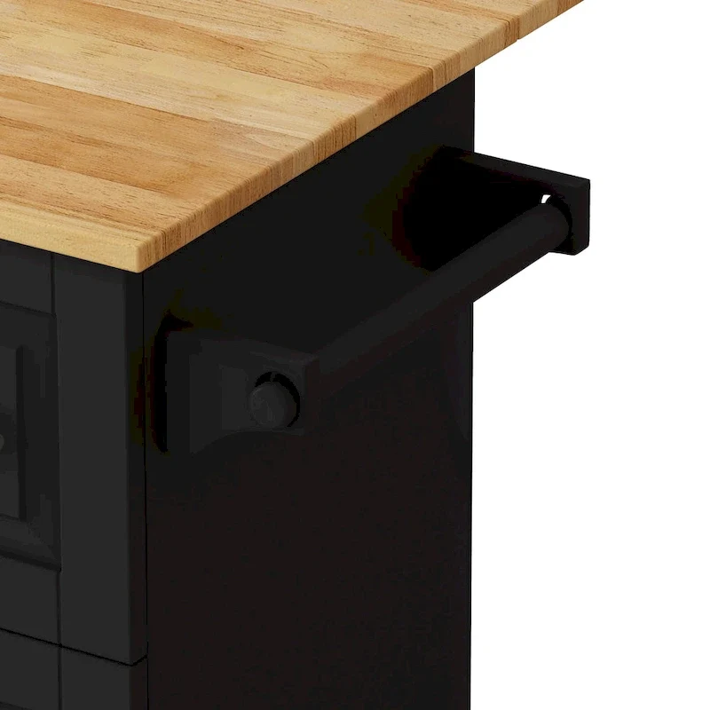 Kitchen Island Cart With 2 Door Cabinet And Three Drawers(no include stool)