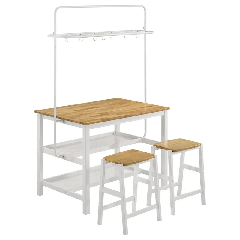 Prager Brown and White 3-piece Counter Height Table with Stools