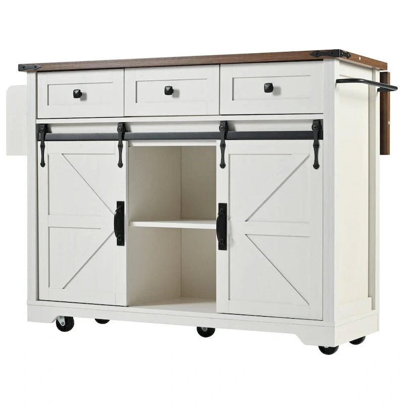 Farmhouse Kitchen Island with Power Outlet