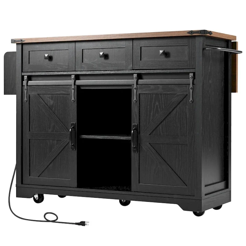 Farmhouse Kitchen Island with Power Outlet