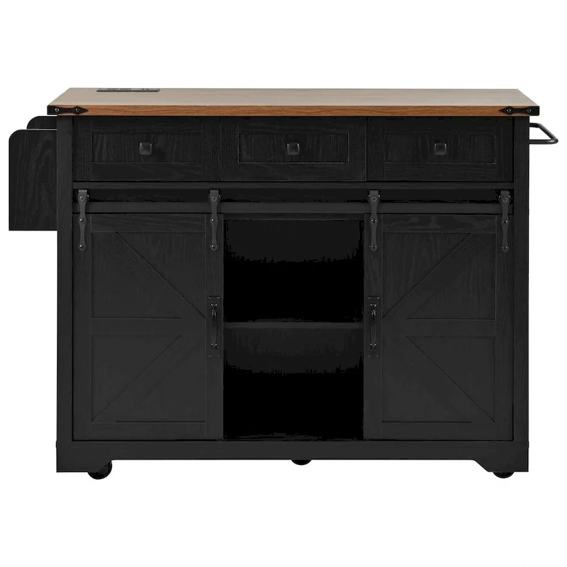 Farmhouse Kitchen Island with Power Outlet