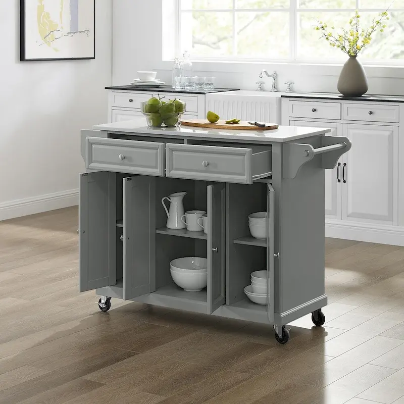 Crosley Full Size Granite Top Kitchen Cart/Island Gray/White - 51.5 W x 18 D x 36.5 H