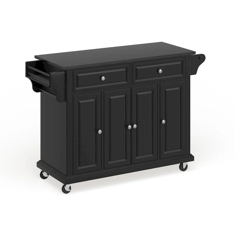 Crosley Black Wood Kitchen Cart/ Island with Solid Black Granite Top - 18d x 51.5w x 36h