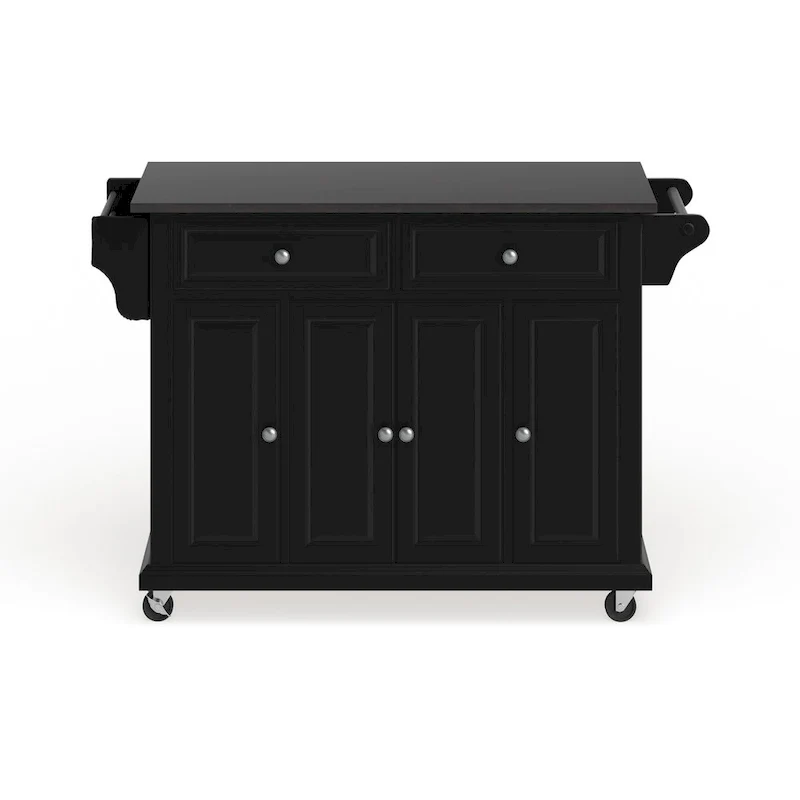 Crosley Black Wood Kitchen Cart/ Island with Solid Black Granite Top - 18d x 51.5w x 36h