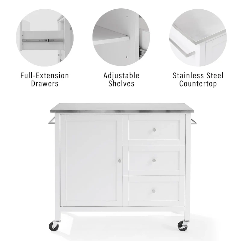 Crosley Soren Stainless Steel Top Kitchen Island/Cart - 18.13d x 42.13w x 37.5h