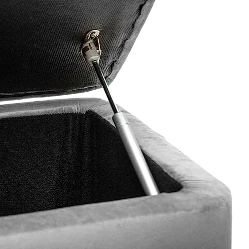 Banc Coffre EDI Gris Galet en Velours - Atmosphera créateur d'intérieur