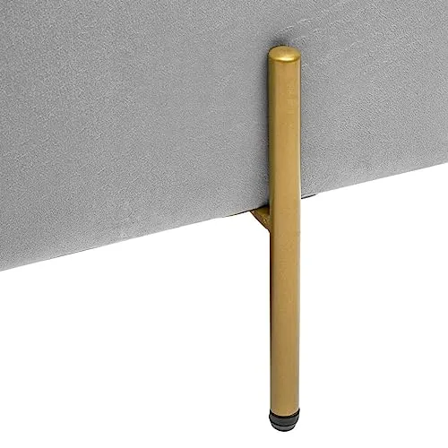 Banc Coffre EDI Gris Galet en Velours - Atmosphera créateur d'intérieur