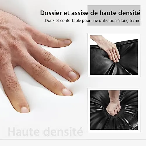 Yaheetech Fauteuil de Salon Confortable Cadre Métal Fauteuil de Chaise pour Salon Chambre Salle de Séjour Bureau Intérieur Noir
