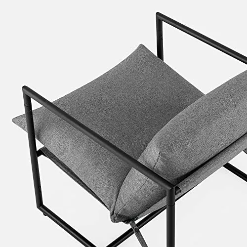 ZINUS Aidan Fauteuil d’exception style suspendu,Fauteuil avec structure en métal et coussins remplis de flocons de mousse, Montage facile sans outils,Fauteuil livré dans une boîte compacte, Gris clair