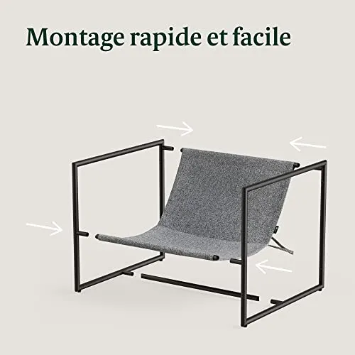 ZINUS Aidan Fauteuil d’exception style suspendu,Fauteuil avec structure en métal et coussins remplis de flocons de mousse, Montage facile sans outils,Fauteuil livré dans une boîte compacte, Gris clair