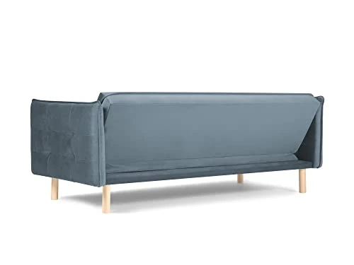 MICADONI - Canapé Convertible Mulli - 3 Places - Velours - Bleu Clair