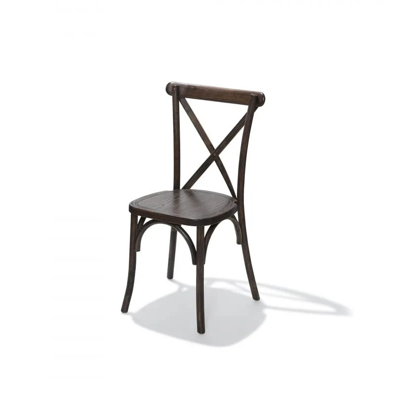 Chaise Bistrot Crossback en Bois Massif Empilable - Matériel CHR Pro - MarronBois d'hêtre