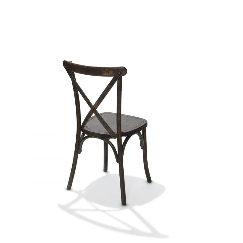 Chaise Bistrot Crossback en Bois Massif Empilable - Matériel CHR Pro - MarronBois d'hêtre