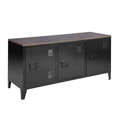MEUBLE COSY Grand Espace Armoire Métallique, 3 Portes Métal Bureau Armoire, Buffet de Rangement, Meuble Télévision