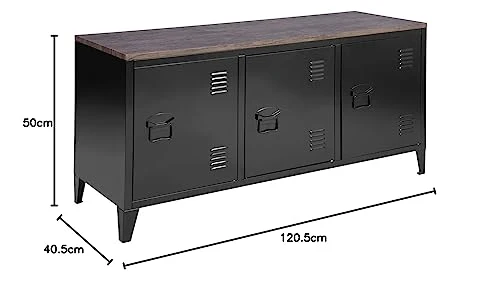 MEUBLE COSY Grand Espace Armoire Métallique, 3 Portes Métal Bureau Armoire, Buffet de Rangement, Meuble Télévision