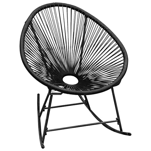 vidaXL Chaise à Bascule d'Extérieur Siège de Patio Chaise de Terrasse Siège d'Extérieur Chaise de Jardin Arrière-Cour Noir Résine Tressée