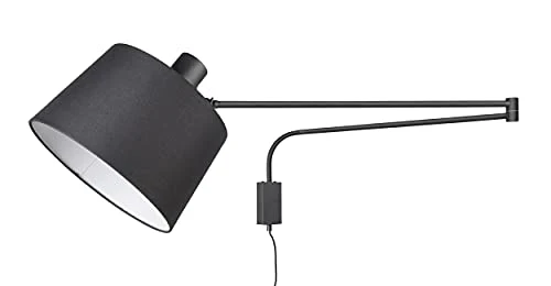Trio-Leuchten Baldo 200600132 Applique murale en métal noir mat avec abat-jour en tissu noir, 1 x E27