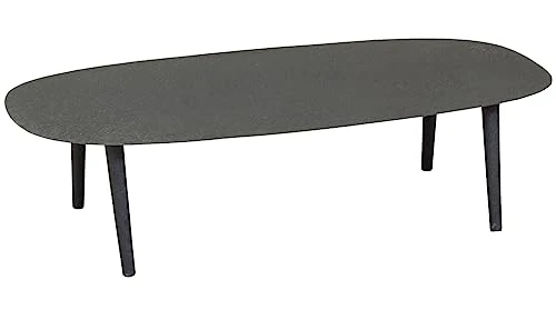 AUBRY GASPARD Table Basse Ovale en métal texturé Noir