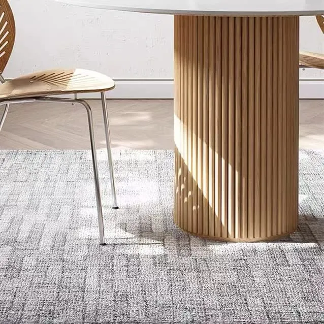 Table de salle à manger ronde en pin massif, table de cuisine moderne en marbre blanc, table de salle à manger en bois naturel, meuble de restaurant – 120 x 120 x 75 cm (L x l x H)