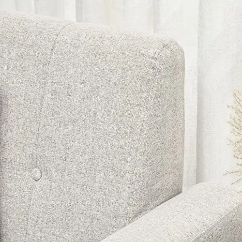 HOMCOM Fauteuil de Salon Relax Style scandinave Dossier capitonné en Tissu 85 x 76,5 x 86 cm - Gris Clair et Pieds en Bois