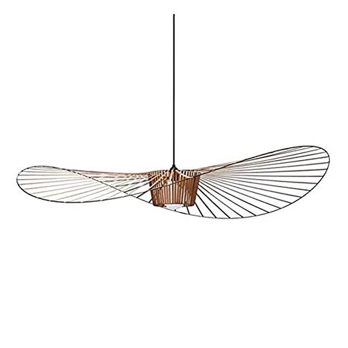 YUXN Suspensions Lustre Vintage Salon Lampe Simple Creative (Hauteur De La Lumière Réglable), Bande De Tissu De Fibre De Verre De Salon + Conception De Chapeau en Fer Forgé，E27 Max 40W Brown 120cm