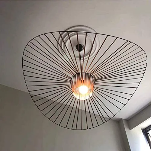 YUXN Suspensions Lustre Vintage Salon Lampe Simple Creative (Hauteur De La Lumière Réglable), Bande De Tissu De Fibre De Verre De Salon + Conception De Chapeau en Fer Forgé，E27 Max 40W Brown 120cm
