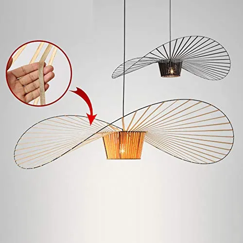 YUXN Suspensions Lustre Vintage Salon Lampe Simple Creative (Hauteur De La Lumière Réglable), Bande De Tissu De Fibre De Verre De Salon + Conception De Chapeau en Fer Forgé，E27 Max 40W Brown 120cm