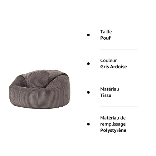 Icon Pouf Classique en Velours Côtelé Kingston, Pouf Poire Salon pour Adultes, Fauteuil Pouf