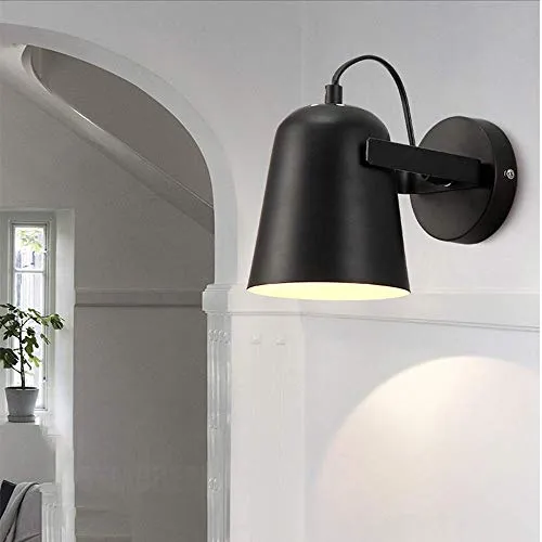 NZDY Creative Iron Nordic Applique Murale Éclairage de Chevet Appliques Murales E27 Base Lanterne Murale Luminaire Applique Murale Pour Salle À Manger Restaurant Café Applique Murale,Noir