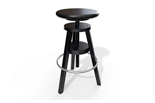 ABC MEUBLES - Tabouret à vis de Bar en Bois - S020 - NOI