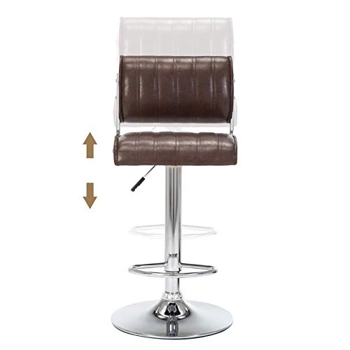 IntimaTe WM Heart Tabourets de Bar Lot de 2, Réglable Chaise Haute Cuisine avec Chromés Repose-Pieds,Tabouret Bar avec Décoré par Rayures Verticales, Marron