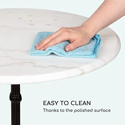 blumfeldt Patras - Table de bistrot avec Bord décoratif, Table Haute avec Pied en Fonte, Table de Bar pour l'intérieur et l'extérieur, imperméable, résistante au Gel, Ø 60cm, Hauteur 71 cm, Blanc