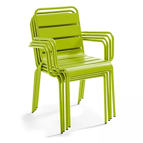 Oviala Palavas - Fauteuil de Jardin en métal Vert Cactus