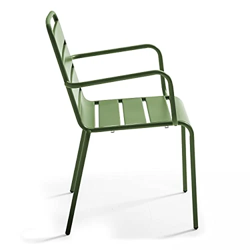 Oviala Palavas - Fauteuil de Jardin en métal Vert Cactus