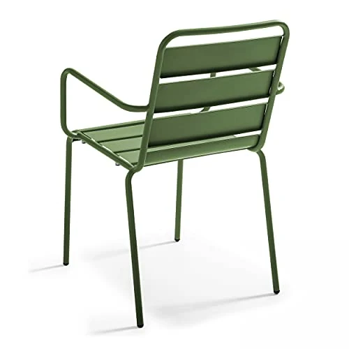 Oviala Palavas - Fauteuil de Jardin en métal Vert Cactus