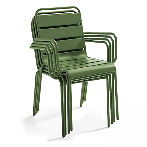 Oviala Palavas - Fauteuil de Jardin en métal Vert Cactus